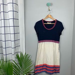 Boden Pom Pom Hem Linen Blend Dress 8P